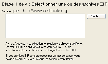 sélectionner le fichier zip