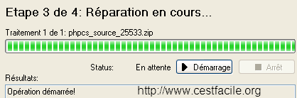 réparation de l'archive zip